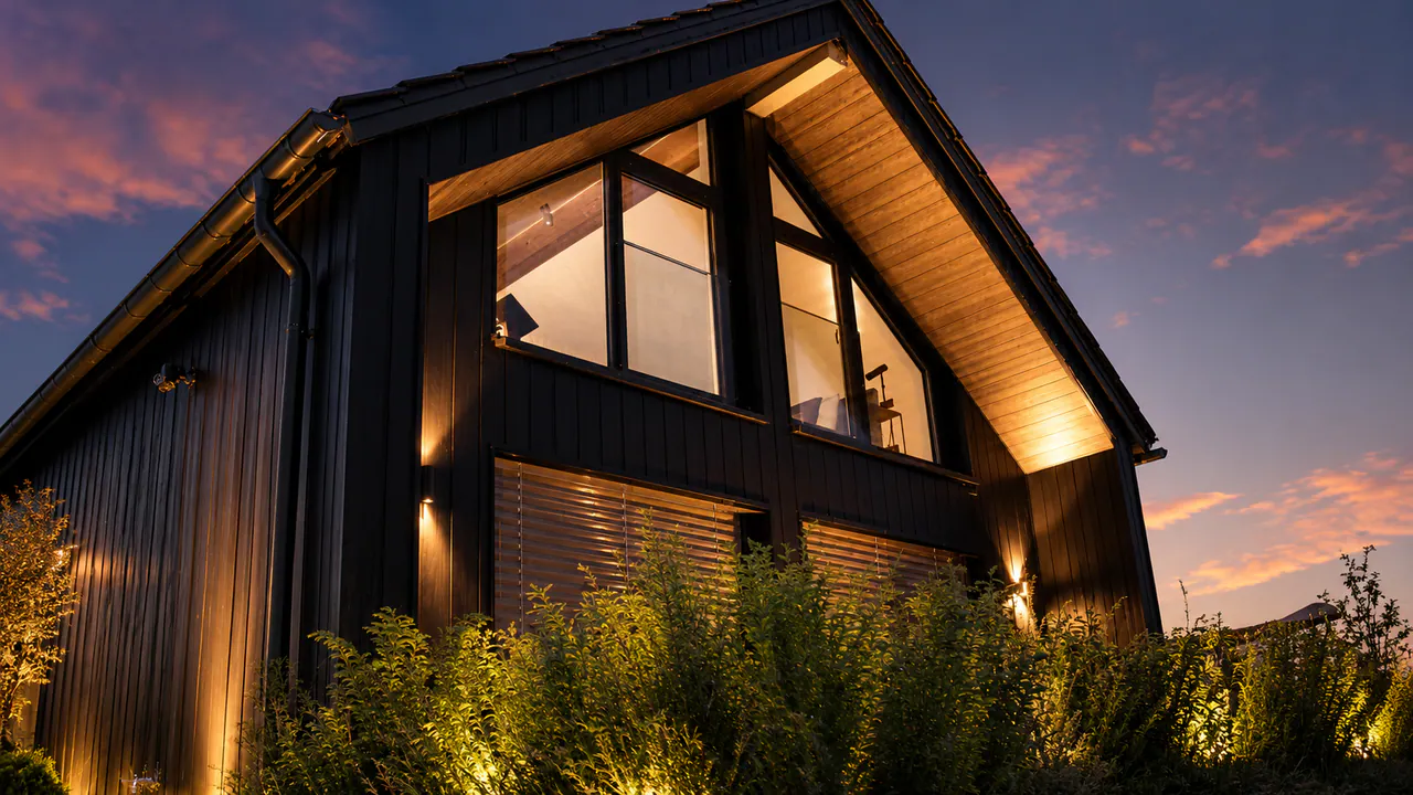 Zweistöckige Außenansicht von Chalet Deluxe